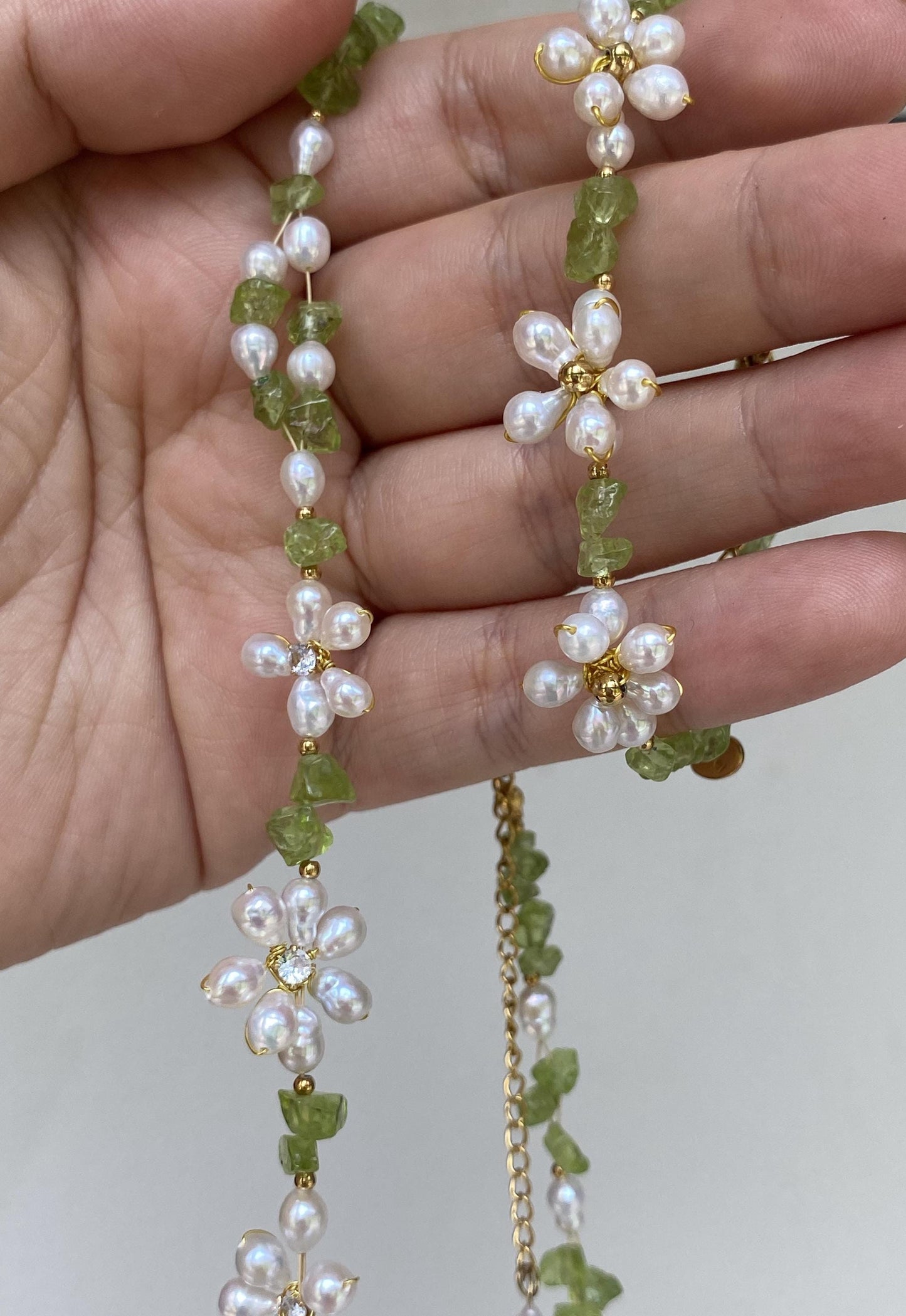 Peridot & Pearl Daisy Jewelry Set
