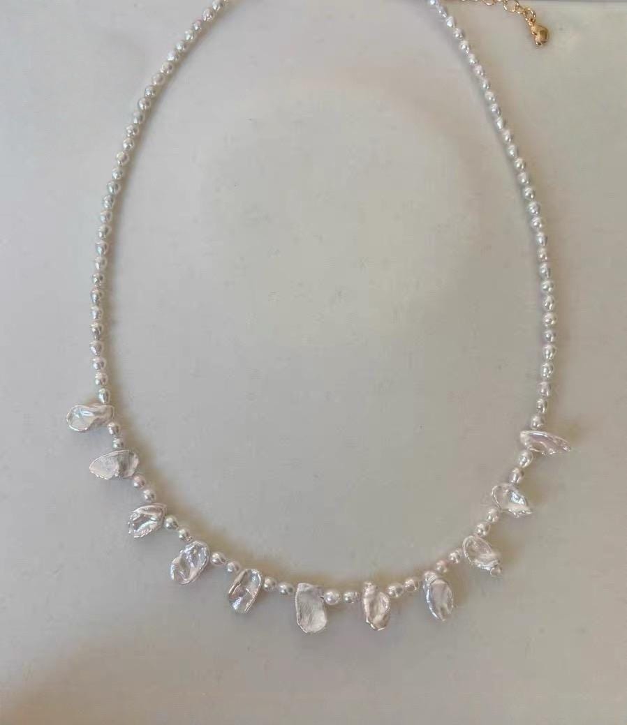 Minimalist Freshwater Rice Pearl Drop Necklace