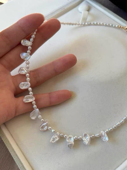 Minimalist Freshwater Rice Pearl Drop Necklace