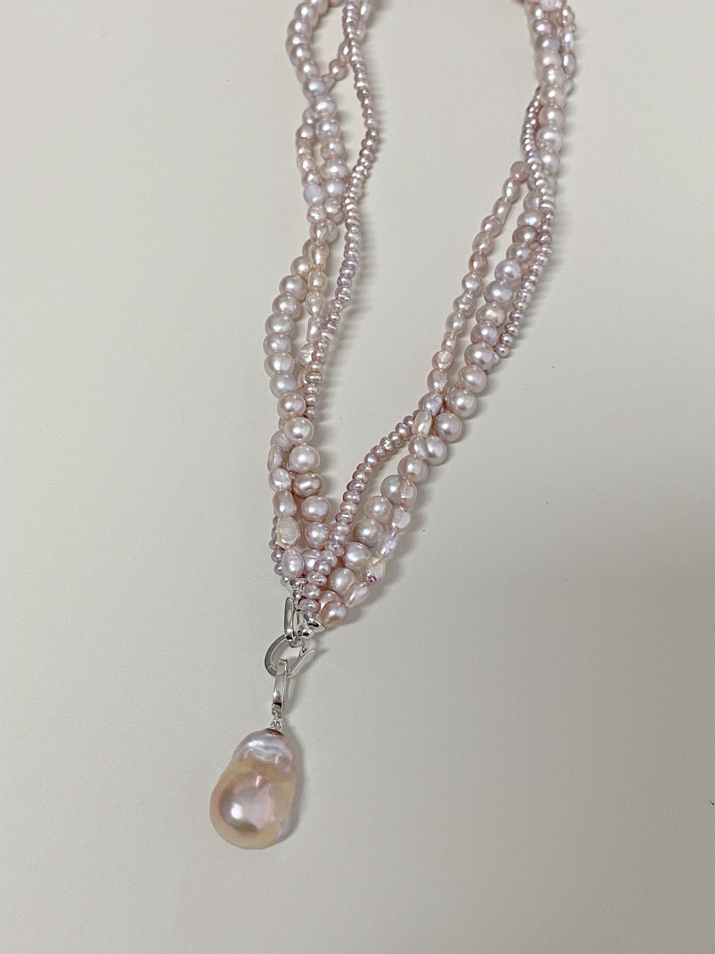 Natural Lavender Pearl Twisted Multi-Strand Necklace