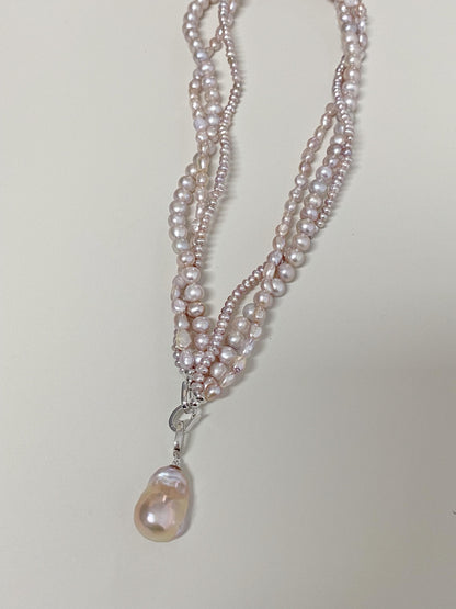 Natural Lavender Pearl Twisted Multi-Strand Necklace