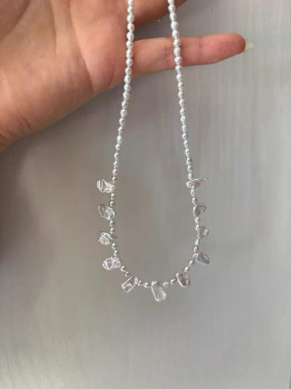 Minimalist Freshwater Rice Pearl Drop Necklace
