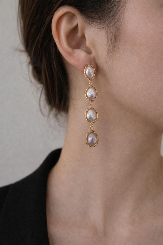 Aurora Lavender Baroque Pearl Drop Earrings