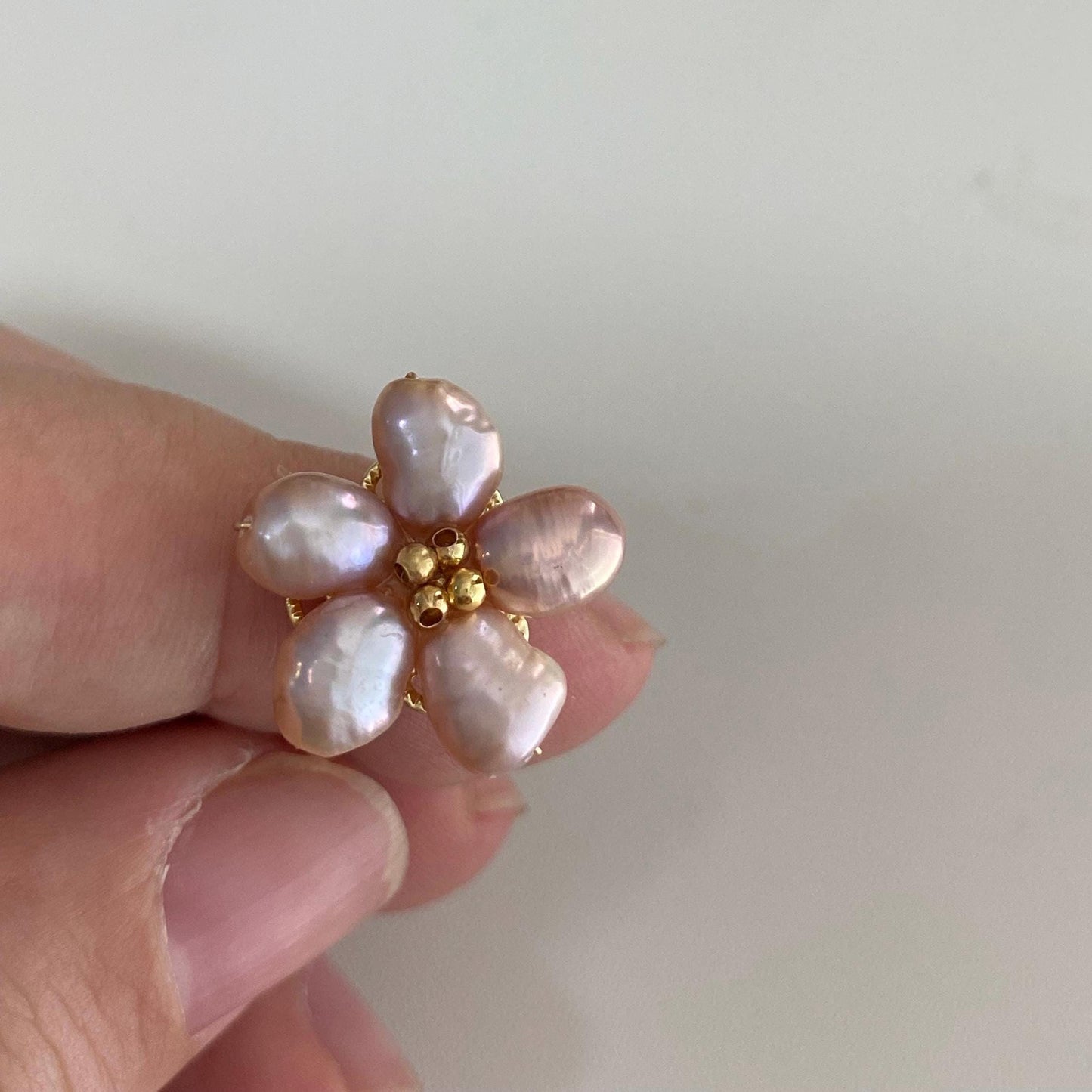 Lavender Pearl Flower Ring