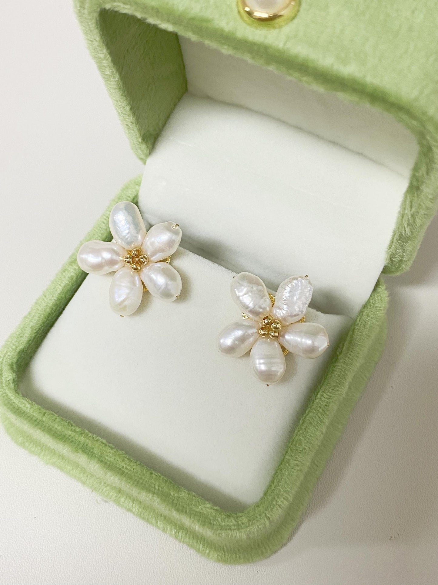 Spring Flower Freshwater Pearl Stud Earrings