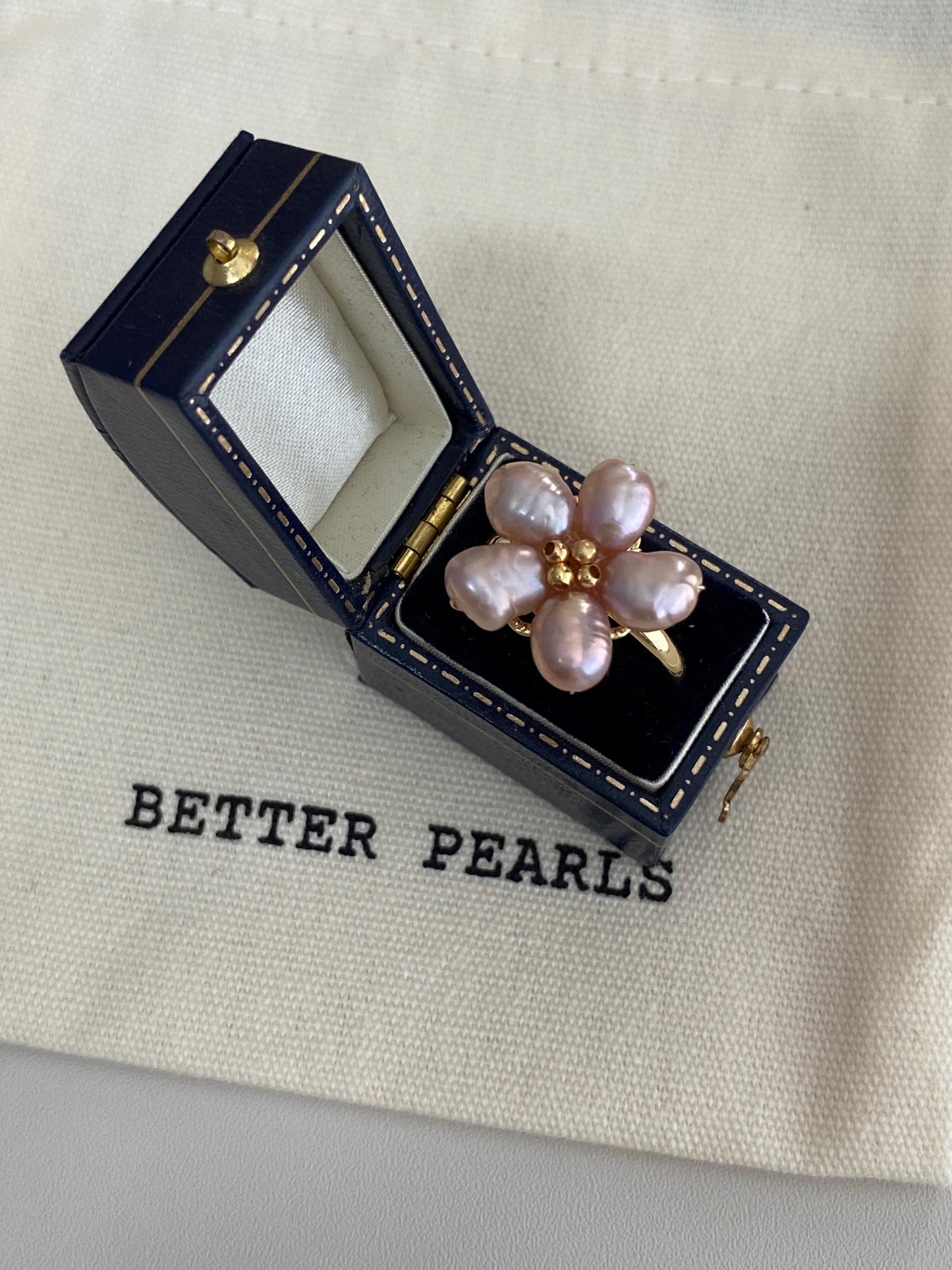 Lavender Pearl Flower Ring