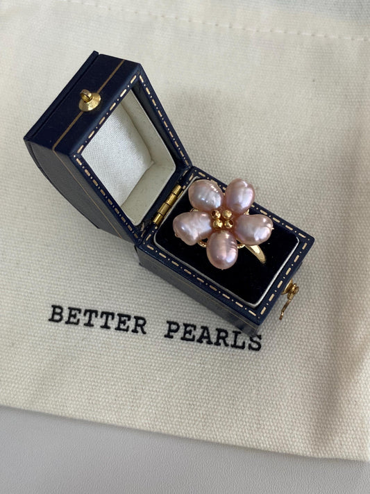 Lavender Pearl Flower Ring