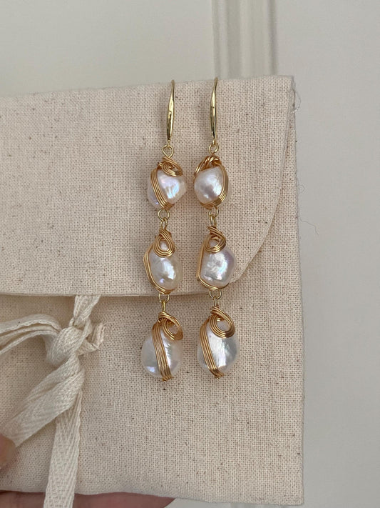Handmade Baroque Pearl Drop Earrings