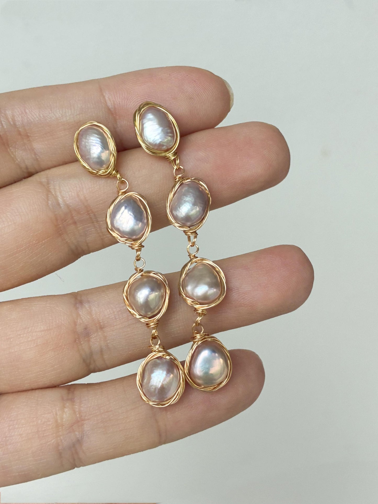 Aurora Lavender Baroque Pearl Drop Earrings