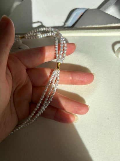 Triple Strand Freshwater Pearl Choker Necklace