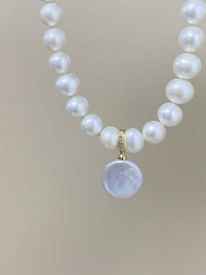Coin Pearl Pendant Necklace