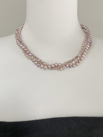 Natural Lavender Pearl Twisted Multi-Strand Necklace
