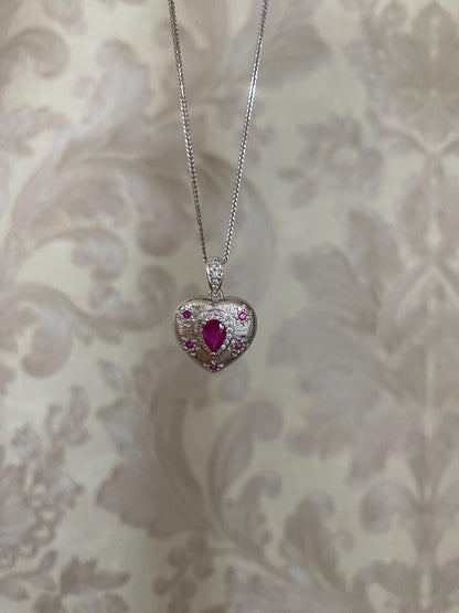 Ruby Heart Pendant Necklace - Gold Plated or Sterling Silver
