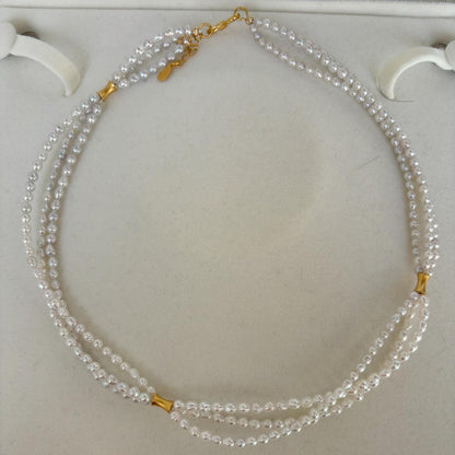 Triple Strand Freshwater Pearl Choker Necklace