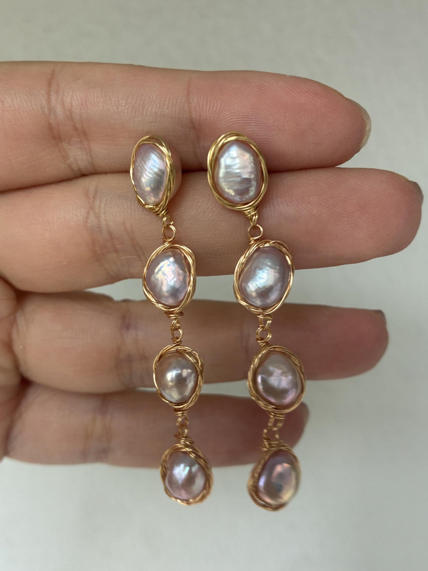 Aurora Lavender Baroque Pearl Drop Earrings