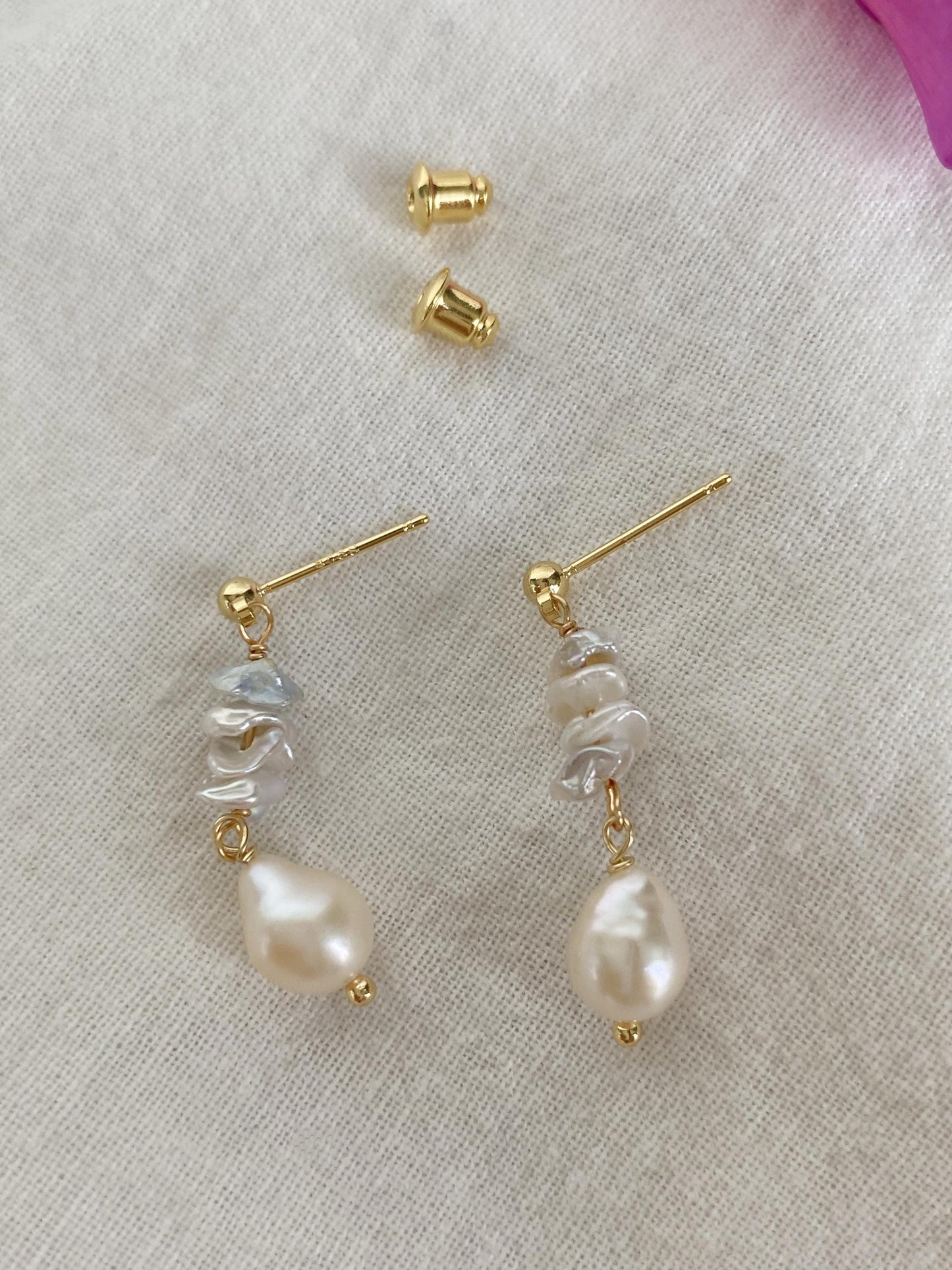 Baroque Pearl Dangle Earrings