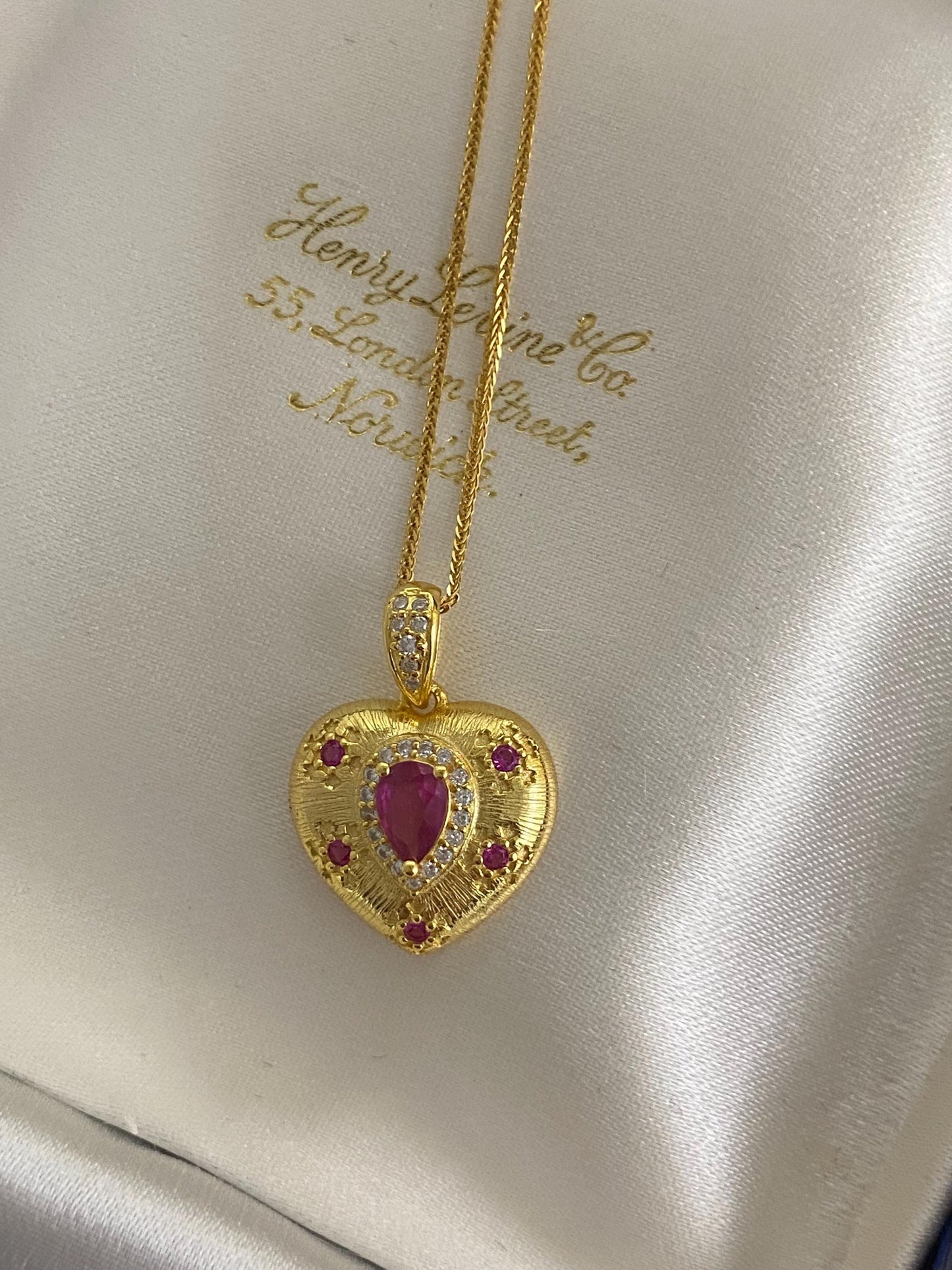 Ruby Heart Pendant Necklace - Gold Plated or Sterling Silver