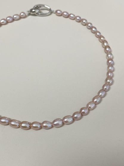 Lavender Freshwater Pearl Necklace, Oval Rice Pearls Choker, Minimalist Pearl Strand, Dainty Layering Jewelry, Gift for Her