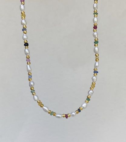 Pearl & Sapphire Beaded Choker