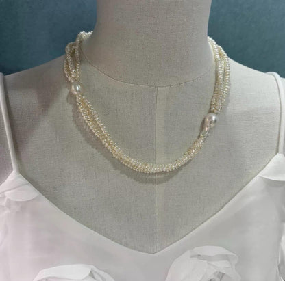 Triple Strand Baroque Pearl Statement Necklace