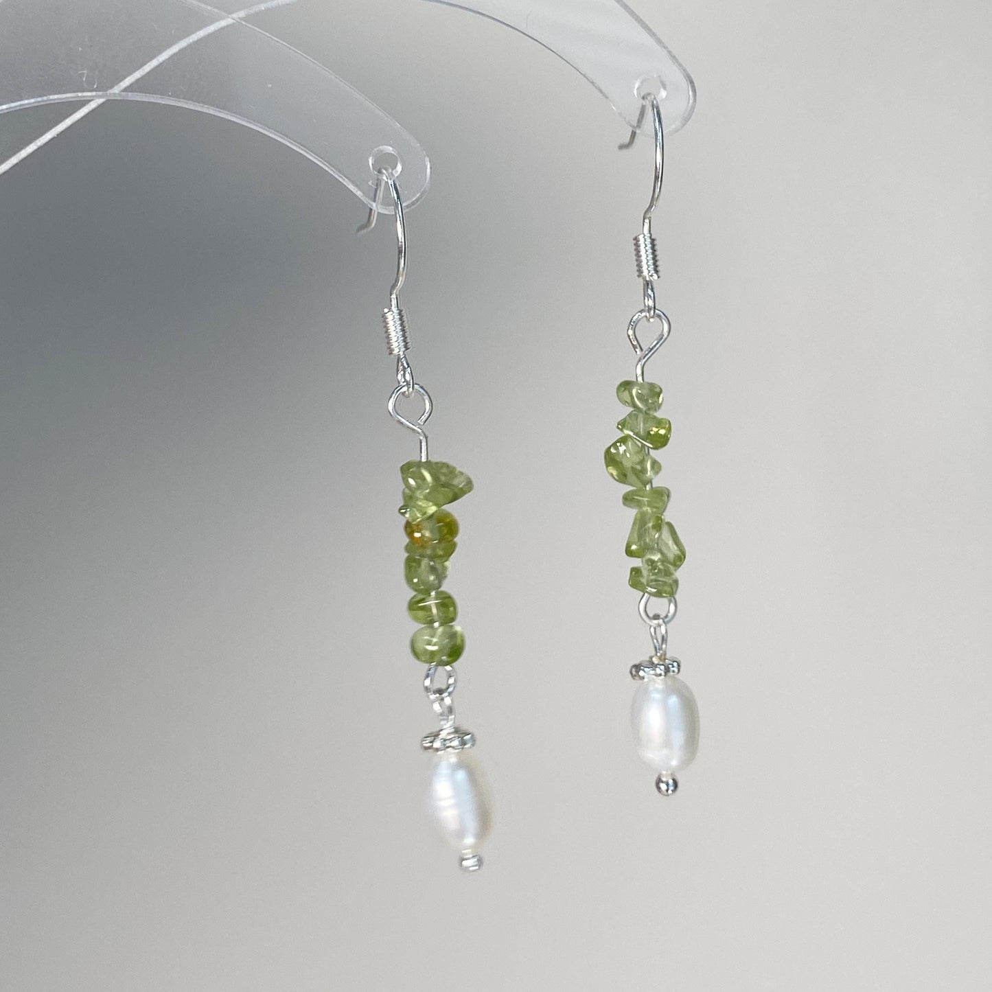 Peridot & Pearl Dangle Earrings