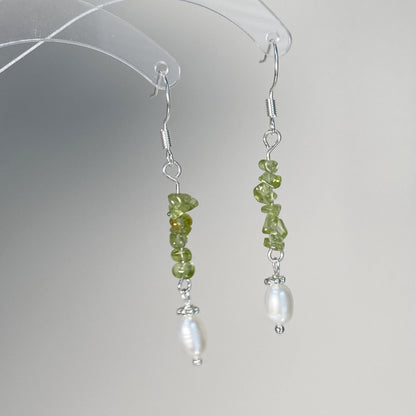 Peridot & Pearl Dangle Earrings
