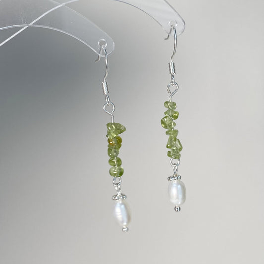 Peridot & Pearl Dangle Earrings