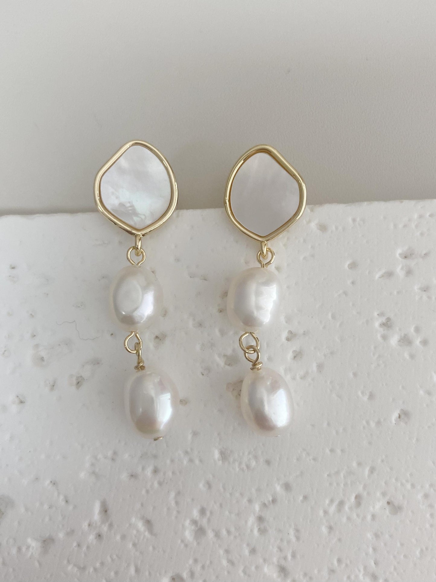 Freshwater Pearl Drop Stud Earrings