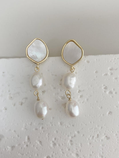 Freshwater Pearl Drop Stud Earrings