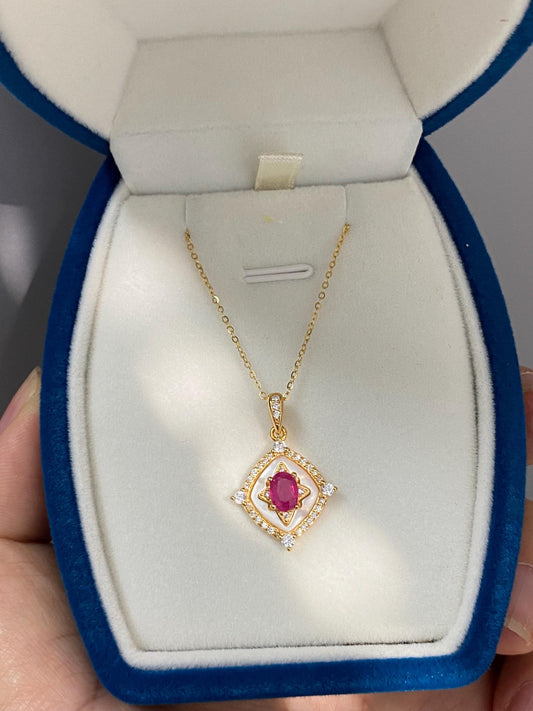 Natural Ruby Pendant Necklace in Gold Vermeil